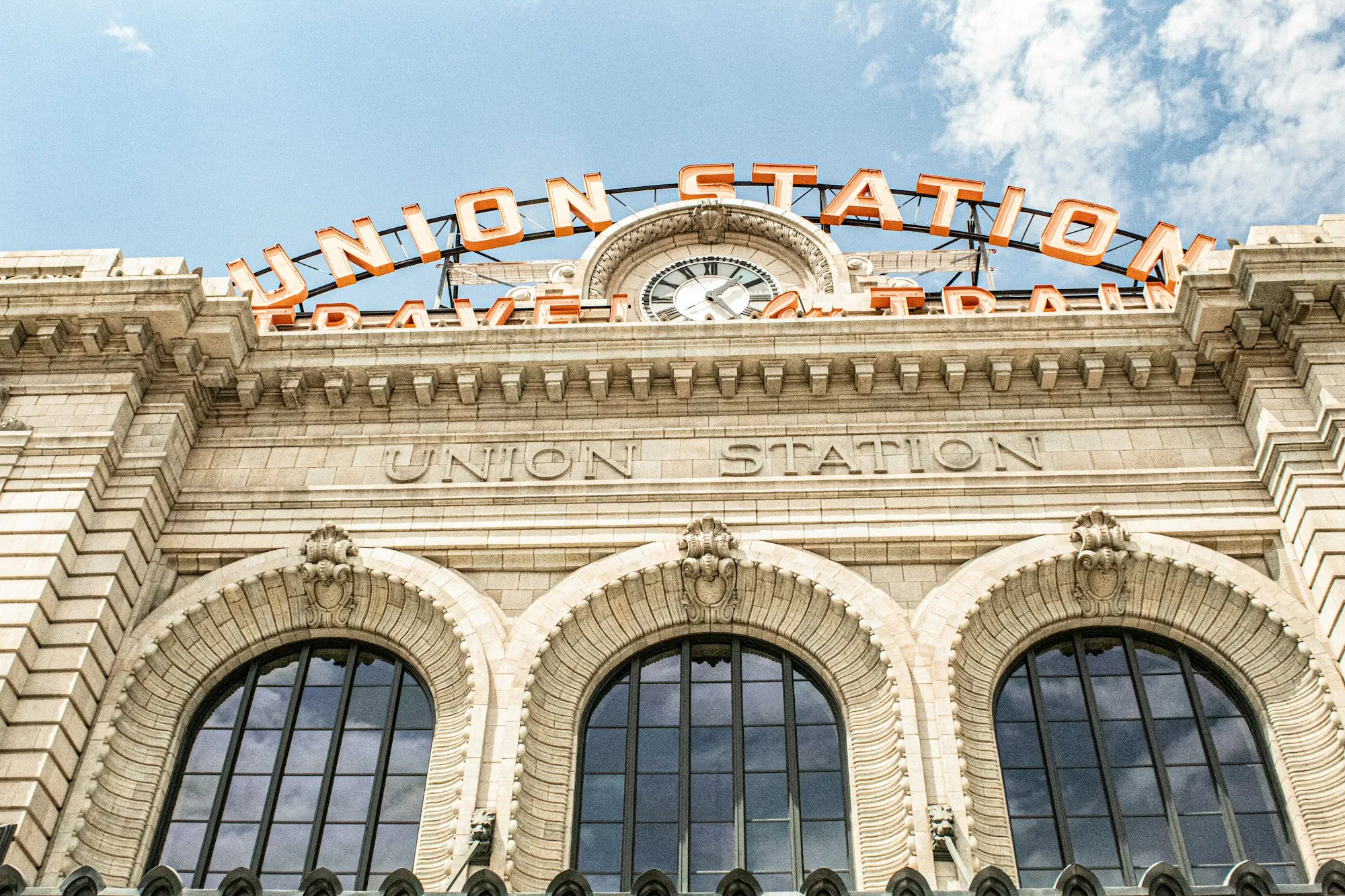 Union Station facade and sign in downtown Denver